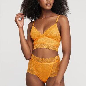 Fleurt Longline Bralette & High-Waist Panty Set, women Size L